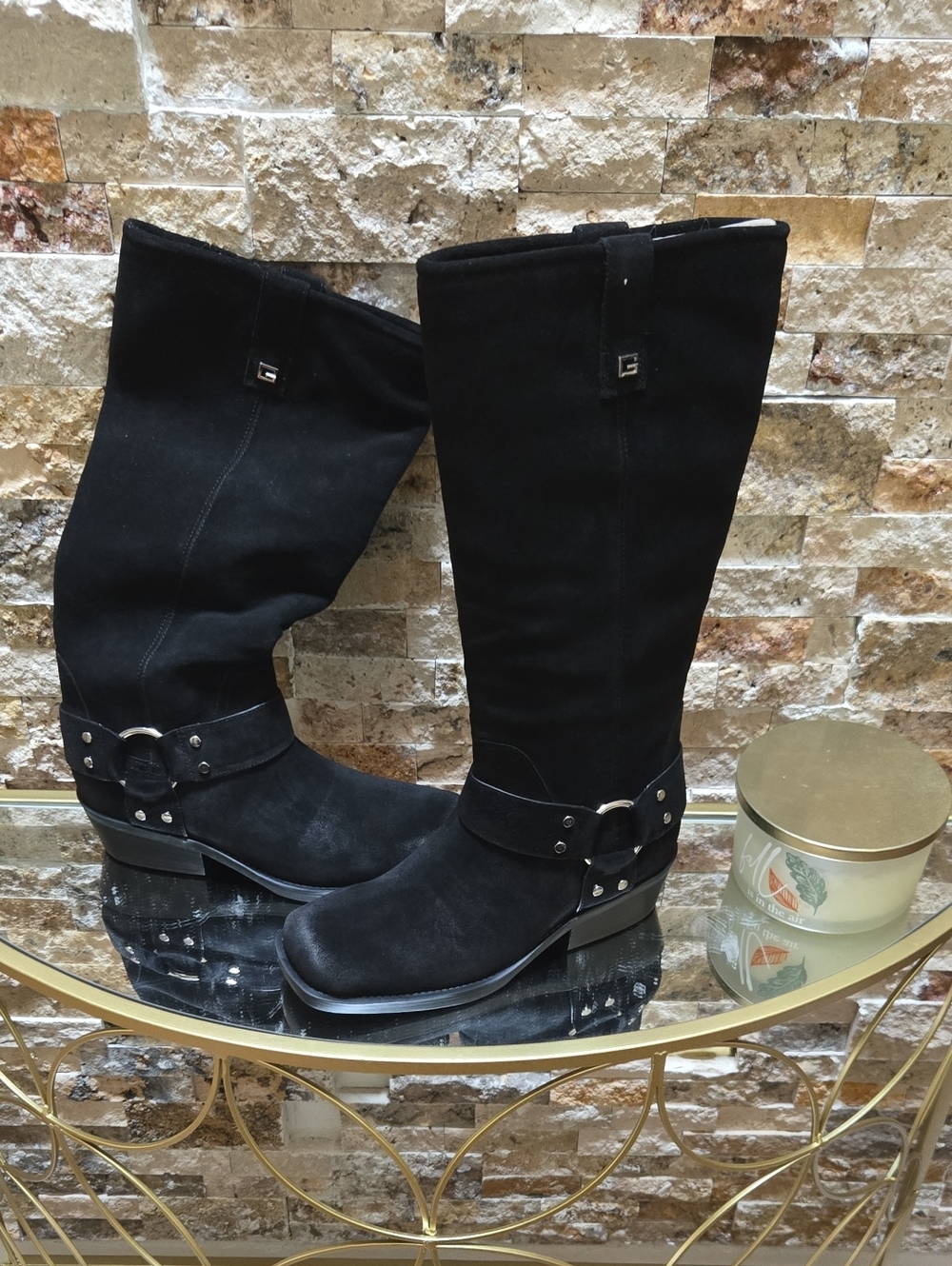Black Women's Mid-Calf Buckle Boots - Unbranded